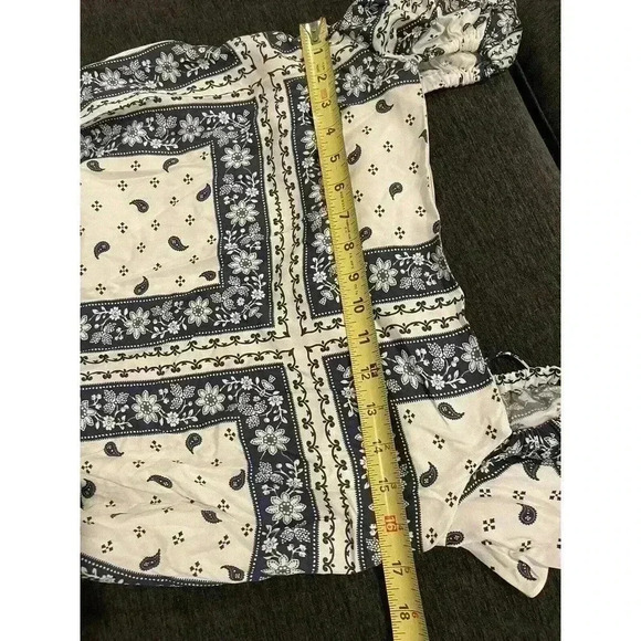 Cinq A Sept Minella Off-the-shoulder Dress Sz 6 Paisley Bandana Blue Flutter NEW - Picture 6 of 11